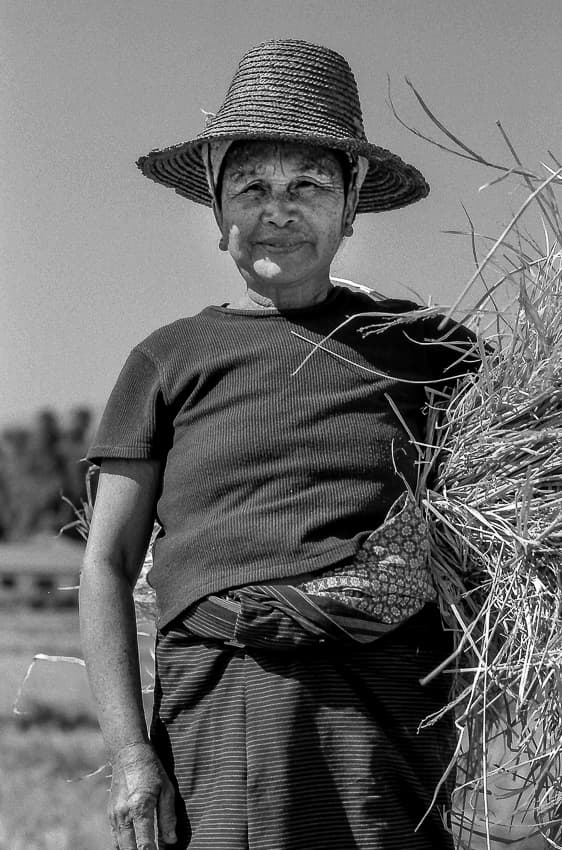 Farmer carrying straw