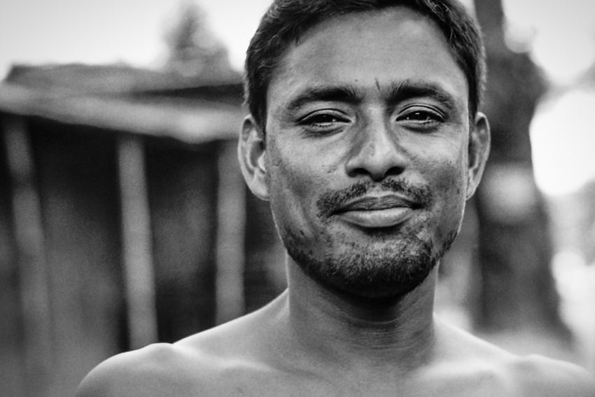 Topless man