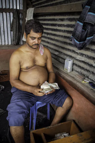Man counting money