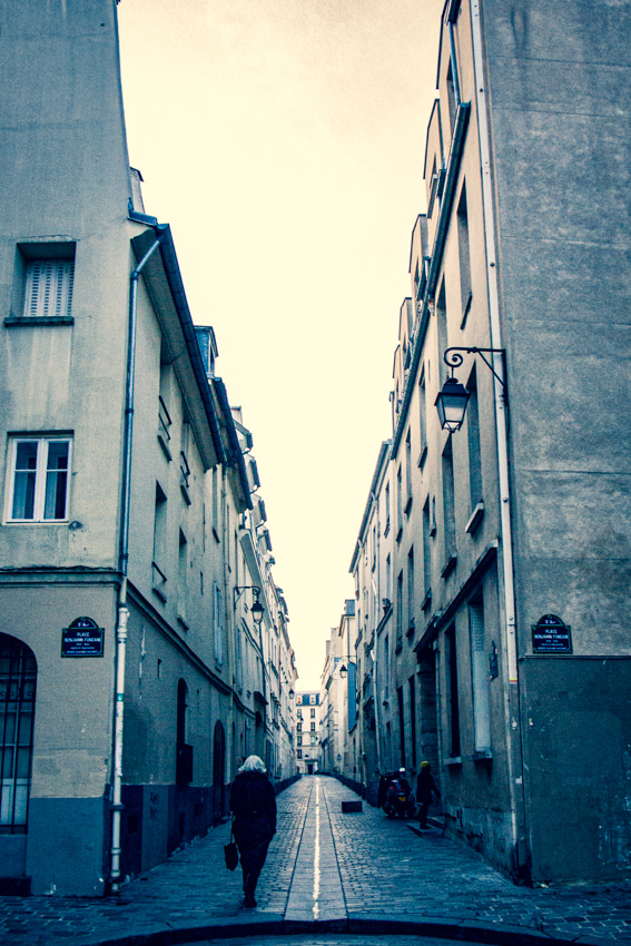 Cobblestone lane between buildings