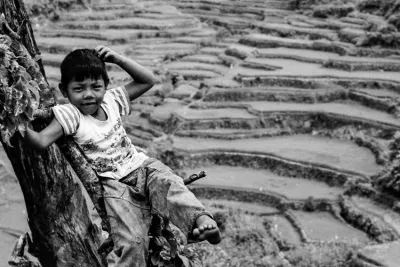 Boy and rice terraces