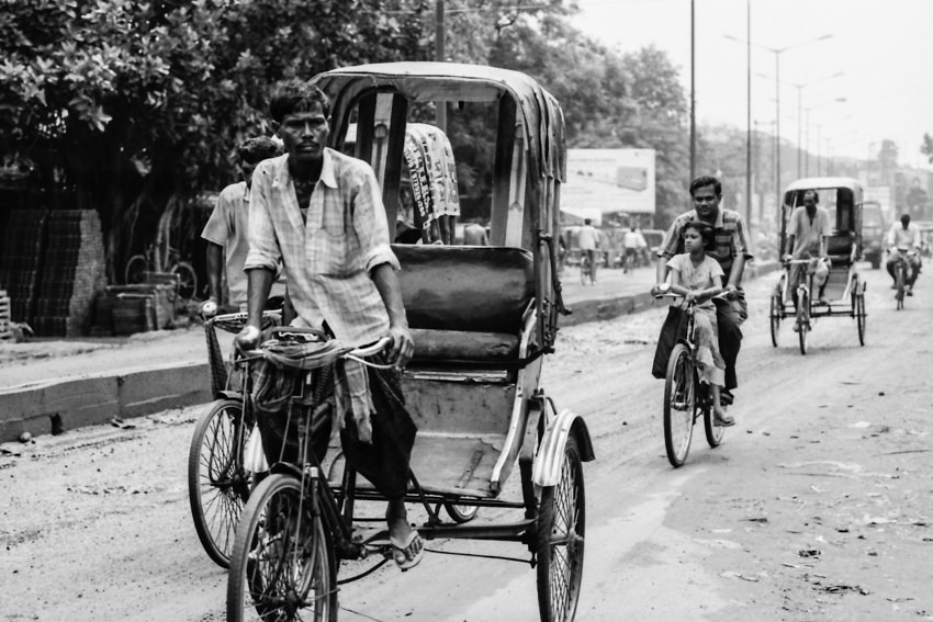 Cycle rickshaw and bicycle