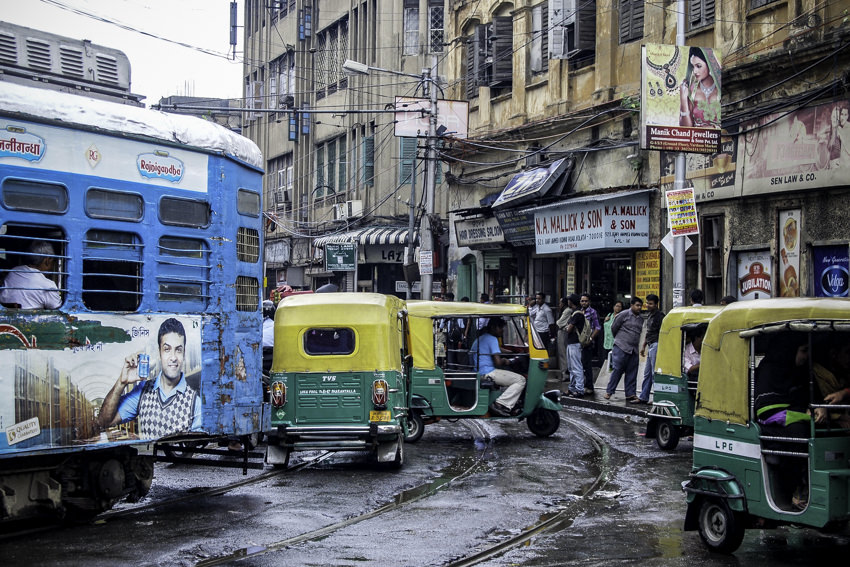 Tram and auto rickshaws