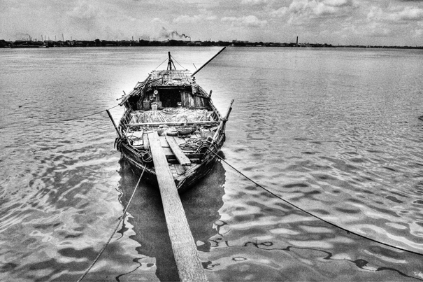 Moored Boat On The River (India)
