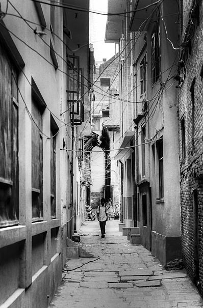 Boy walking lane
