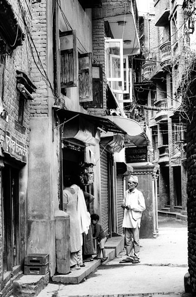 People in front of general store