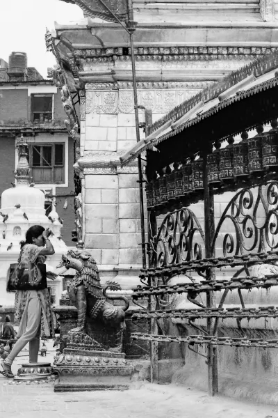 Woman praying in Swayambhunath