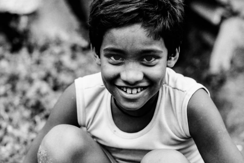 Bashful smile of boy