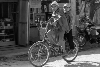 Two boys on bicycle