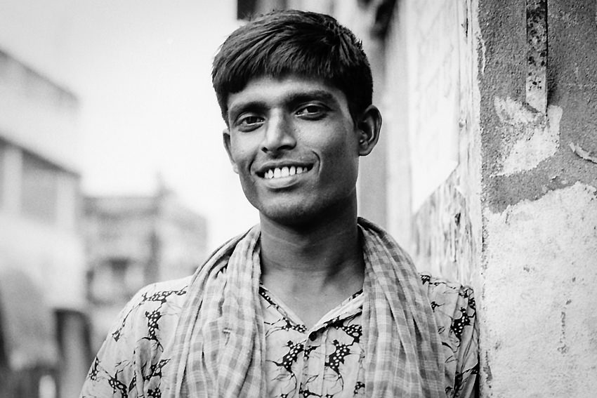 Laborer smiling