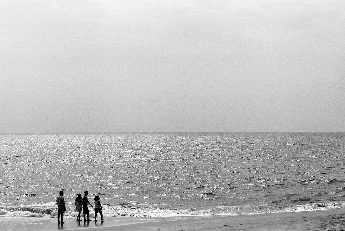 Silhouettes on beach
