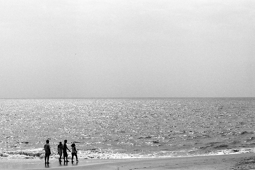 Silhouettes on beach