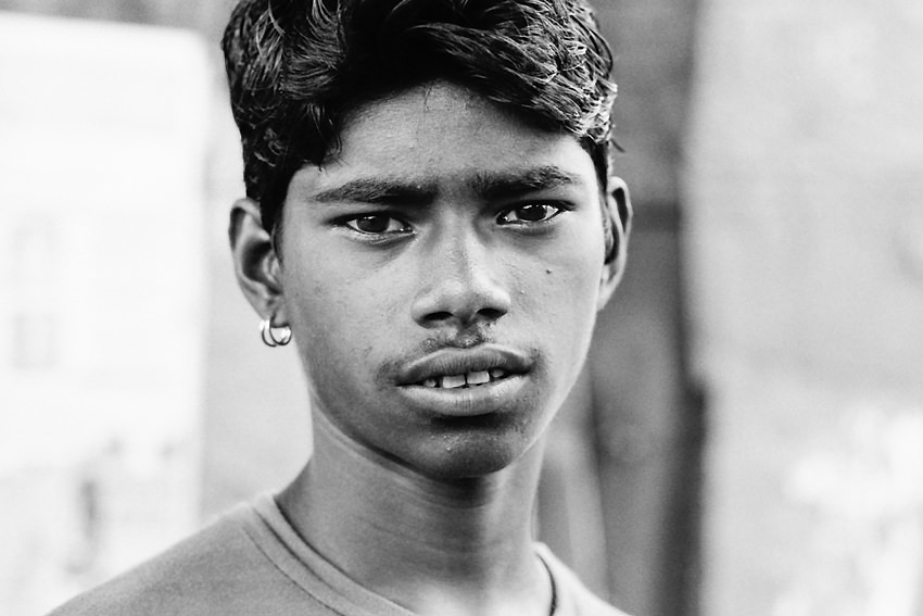 Young man with pierced earrings