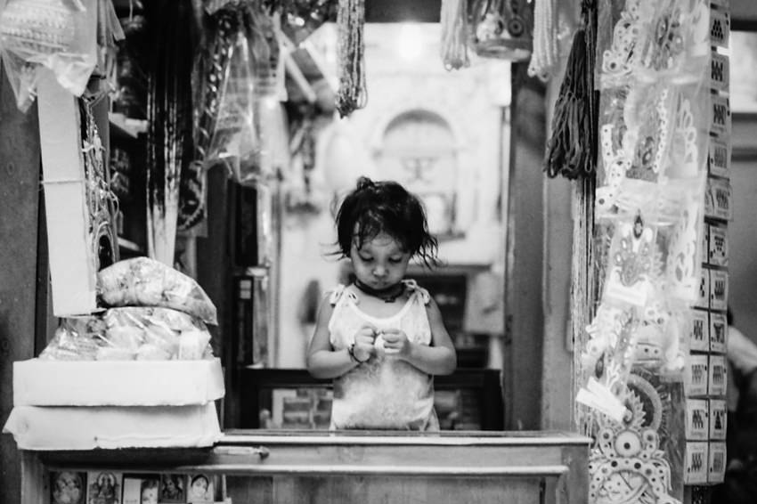 Little girl at the counter