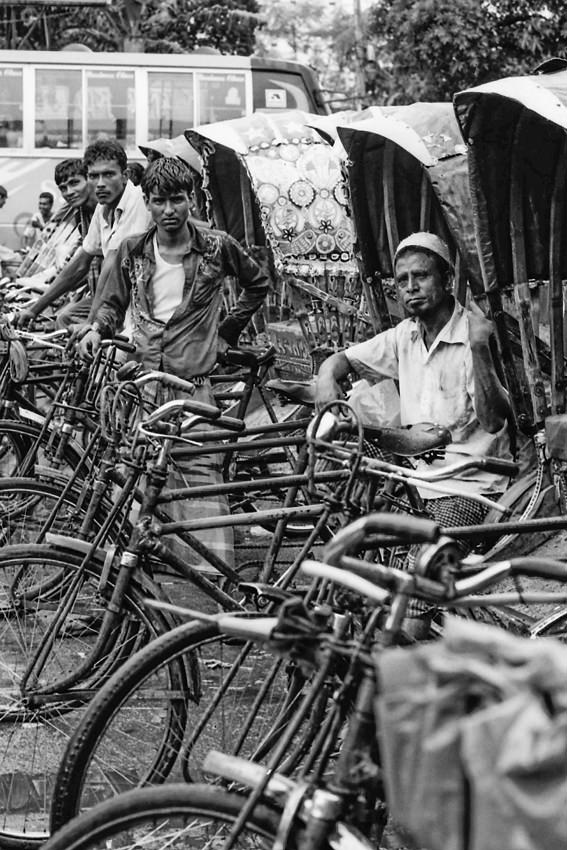 row of cycle rickshaws