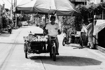 Tricycle with big umbrella