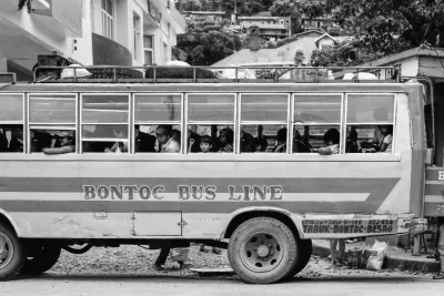 Bus stopping at bus stop
