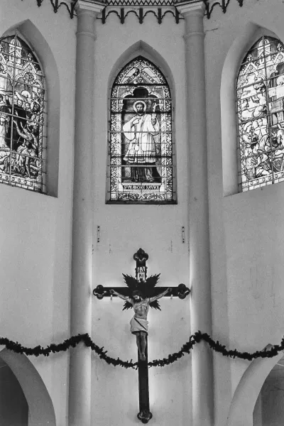 Cross and stained-glass window