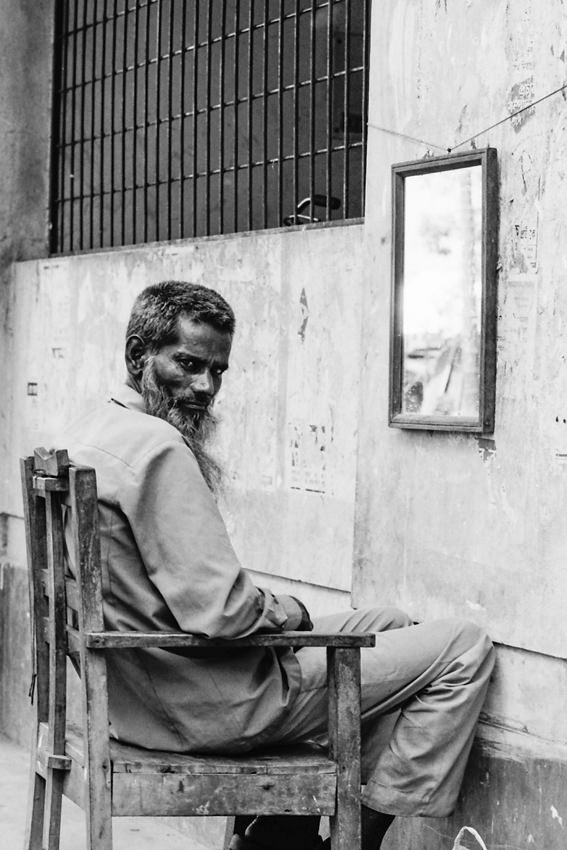 Man in street barber