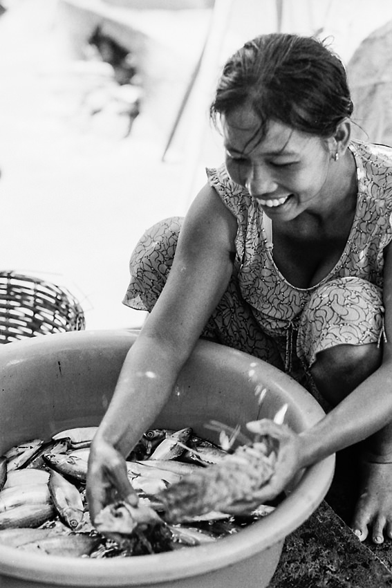 Woman selecting fish