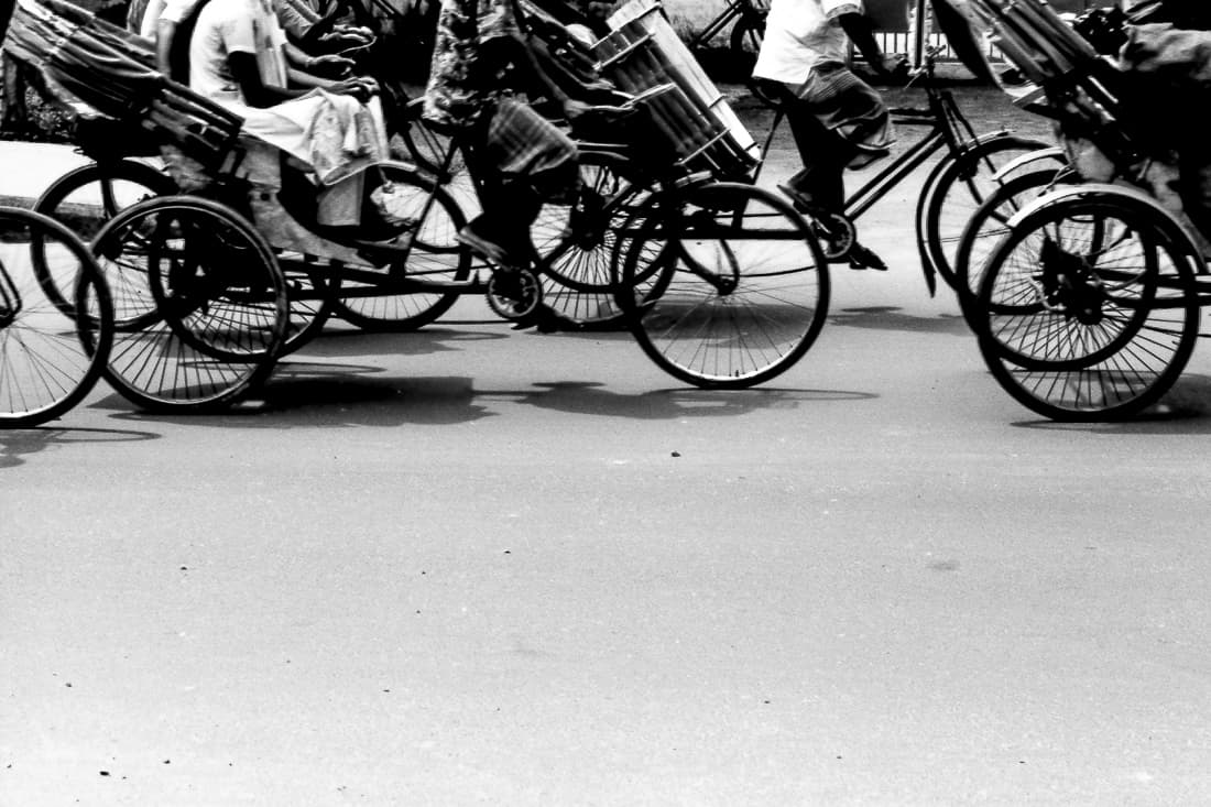 Wheels of cycle rickshaw