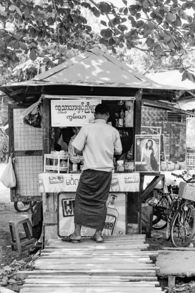 Man shopping at a kiosk