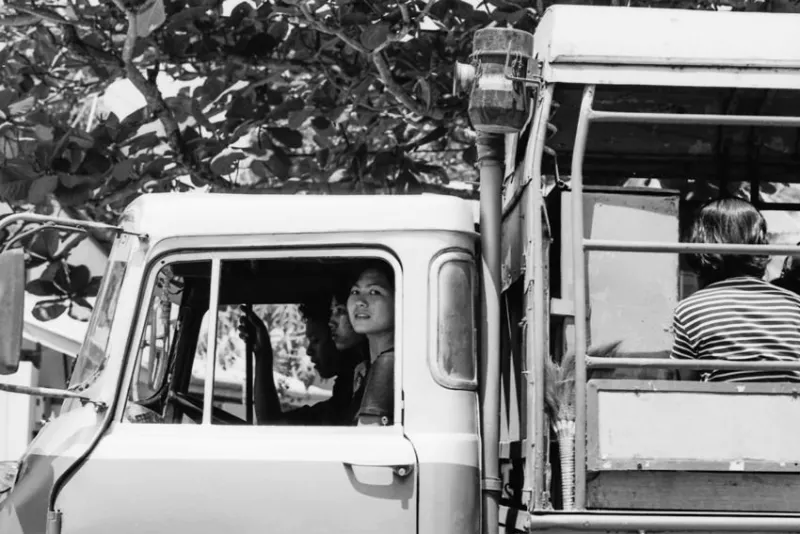 Woman on passenger's seat