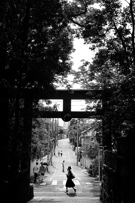 Woman on other side of Torii