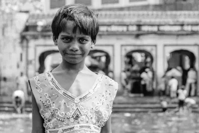 Girl wearing decorative dres