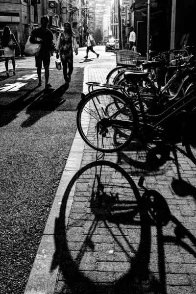 Silhouettes of bicycles