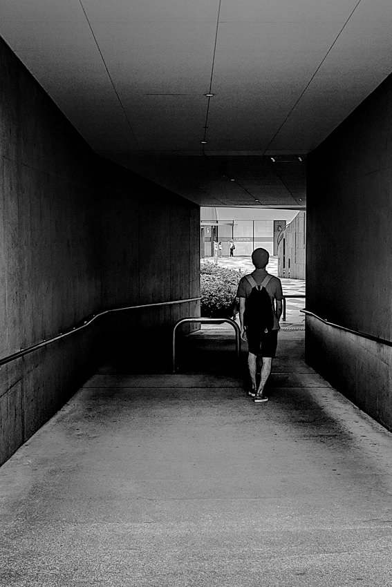 Man in tunnel
