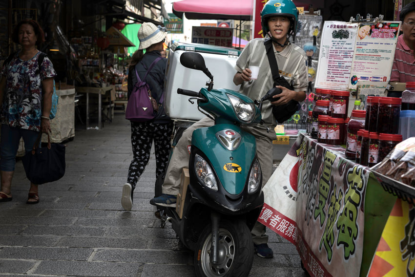 Deliveryman having a breather