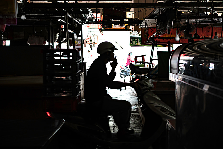 Silhouette on motorbike