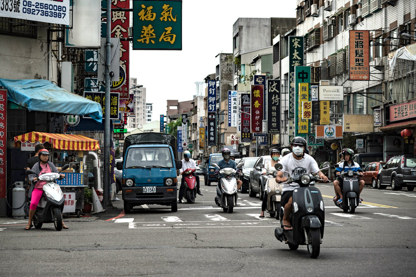 Motorbikes in crossroads