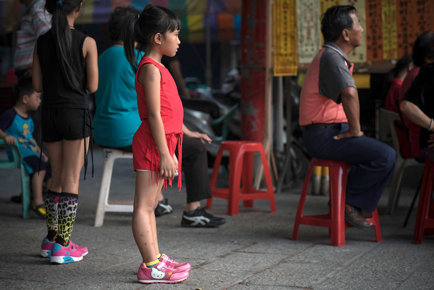 girl wearing red