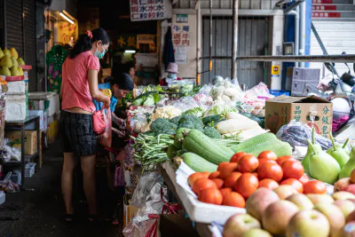 Two women in greengrocery