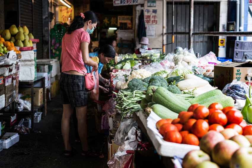 Two women in greengrocery