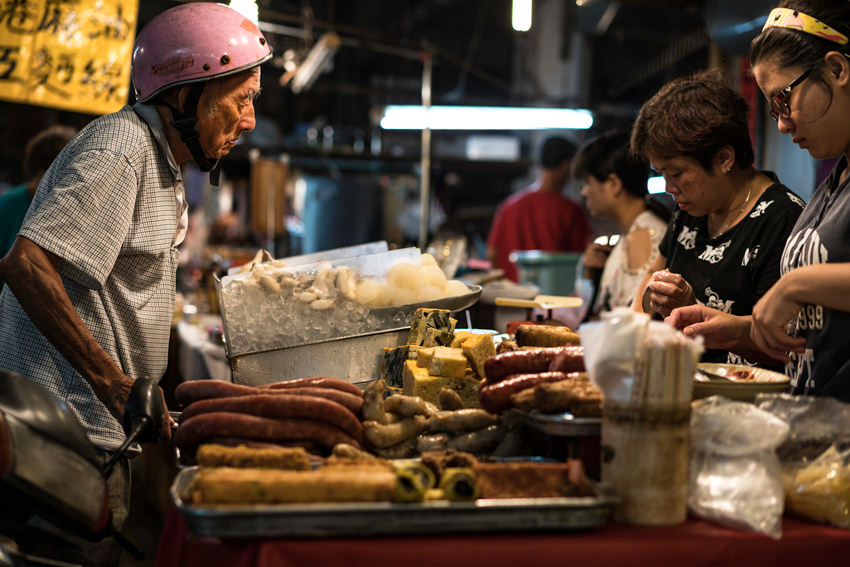 Old man wearing cute pink helmet
