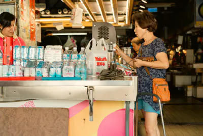 Strong-minded woman in market