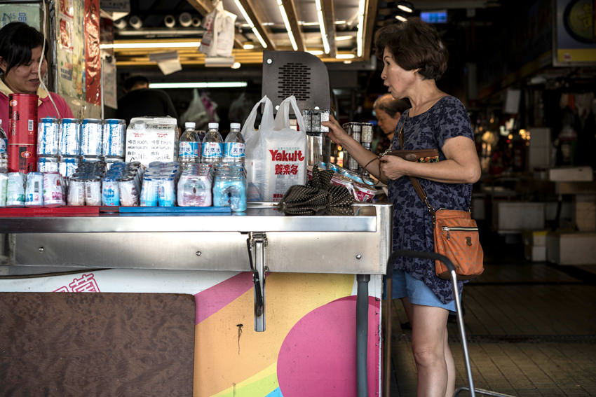 Strong-minded woman in market