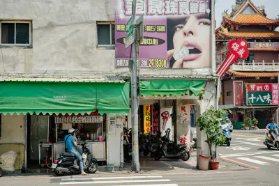 Tea stand in corner of street