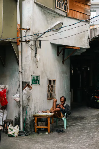 Man having feet on the table