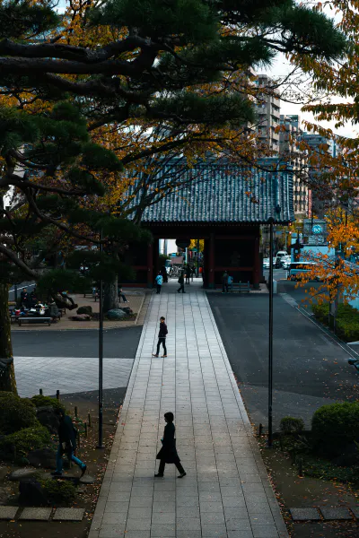 護国寺参道の人影