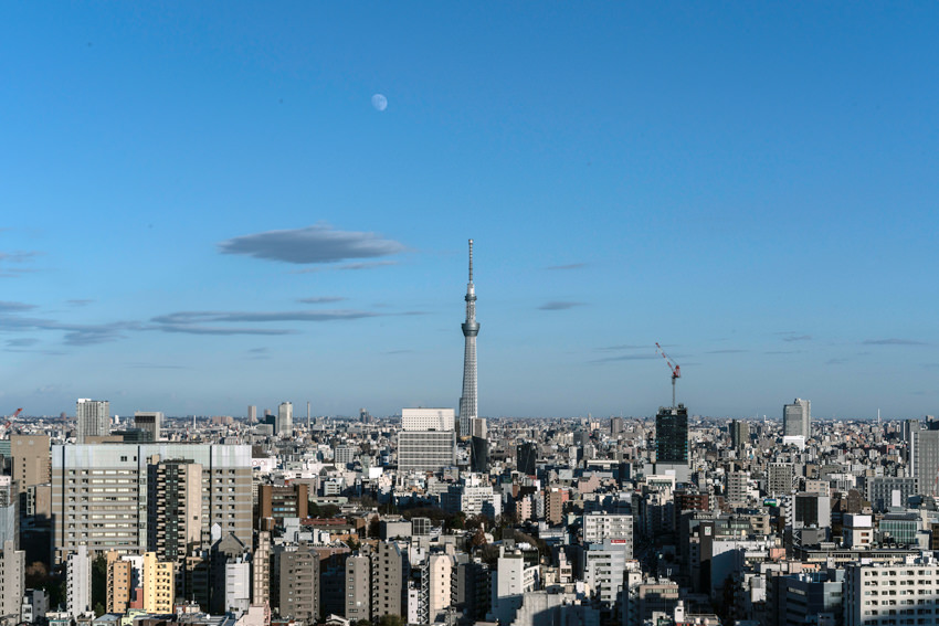 Skytree on other side of buildings