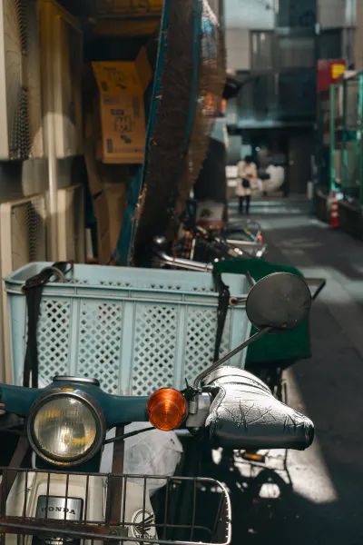 Motorbike in dim lane