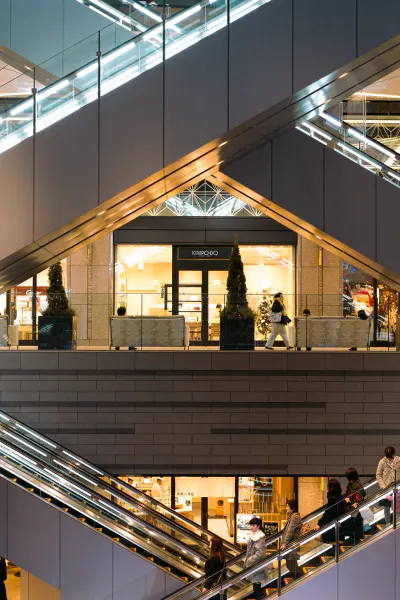 Escalators crossing