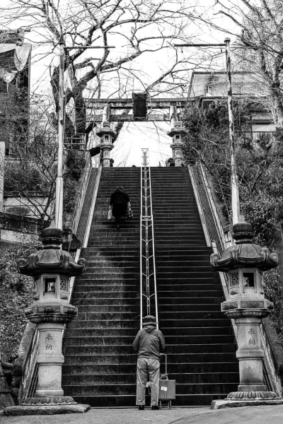 Steep stairway of Shinto shrine