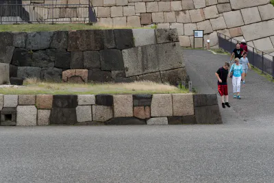 Jump from stone wall