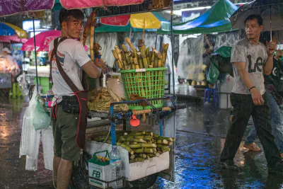 The man selling sugar cane juice