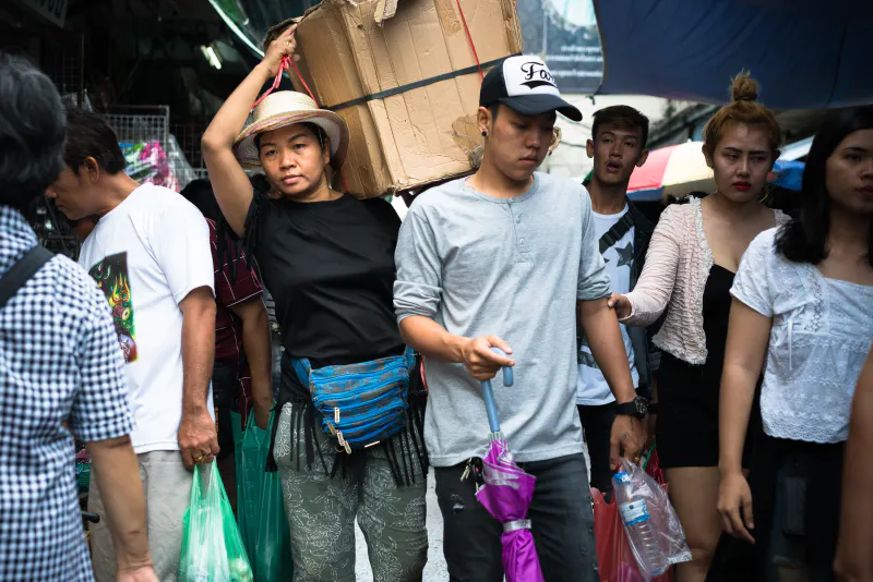 Woman carrying big box